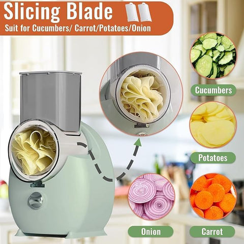 YonQu rallador eléctrico verduras en rodajas para ensaladas frescas y uniformes.