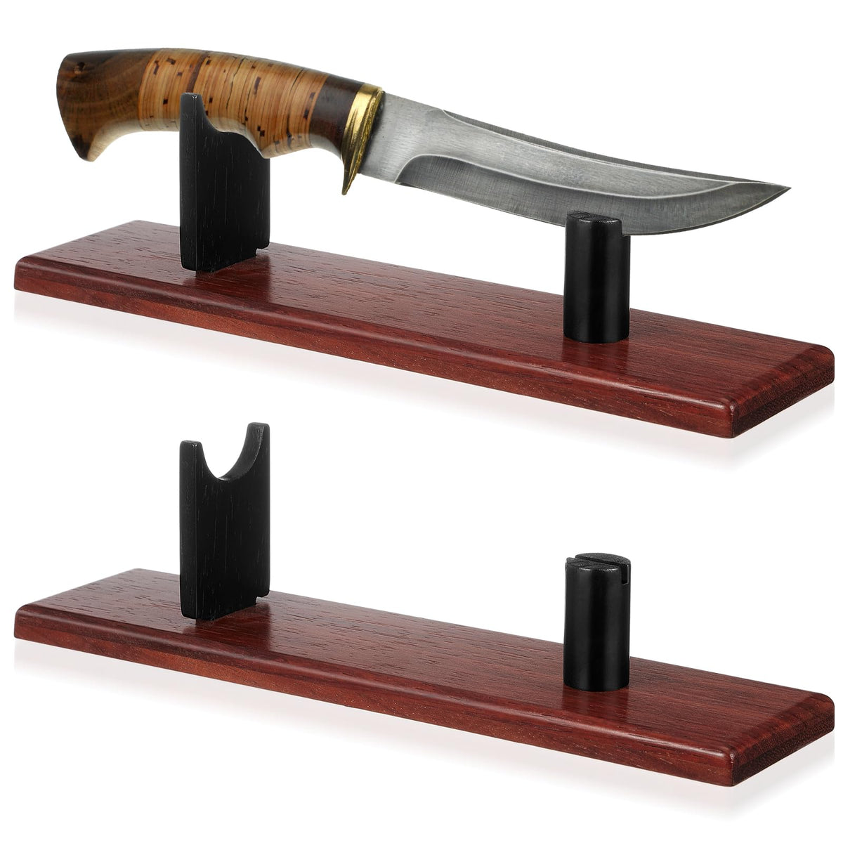 Soportes Yookeer para cuchillos en madera palisandro, listos para exhibir elegante.
