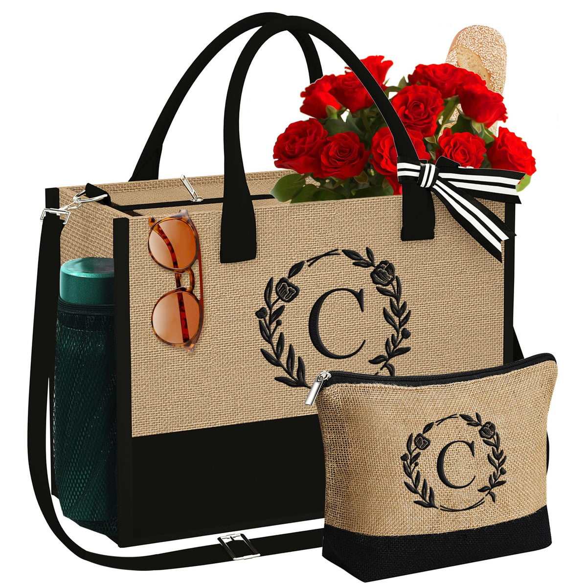 YOOLIFE bolsa inicial frontal con monograma, regalo elegante para mujer