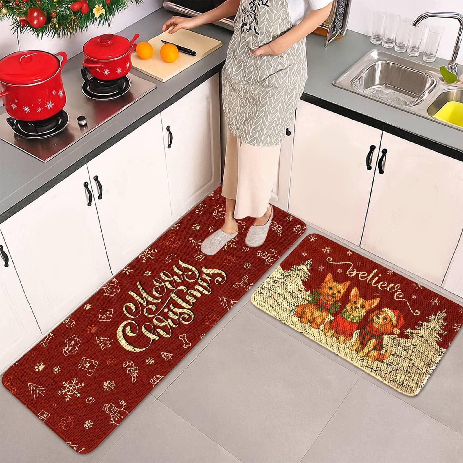 YOOMODERN alfombras navidenas diseno vintage con perros para estilo duradero.
