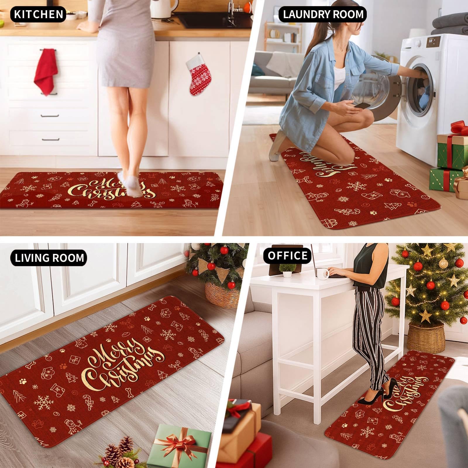 YOOMODERN alfombras navidenas superficie resistente al agua, ideal para derrames.