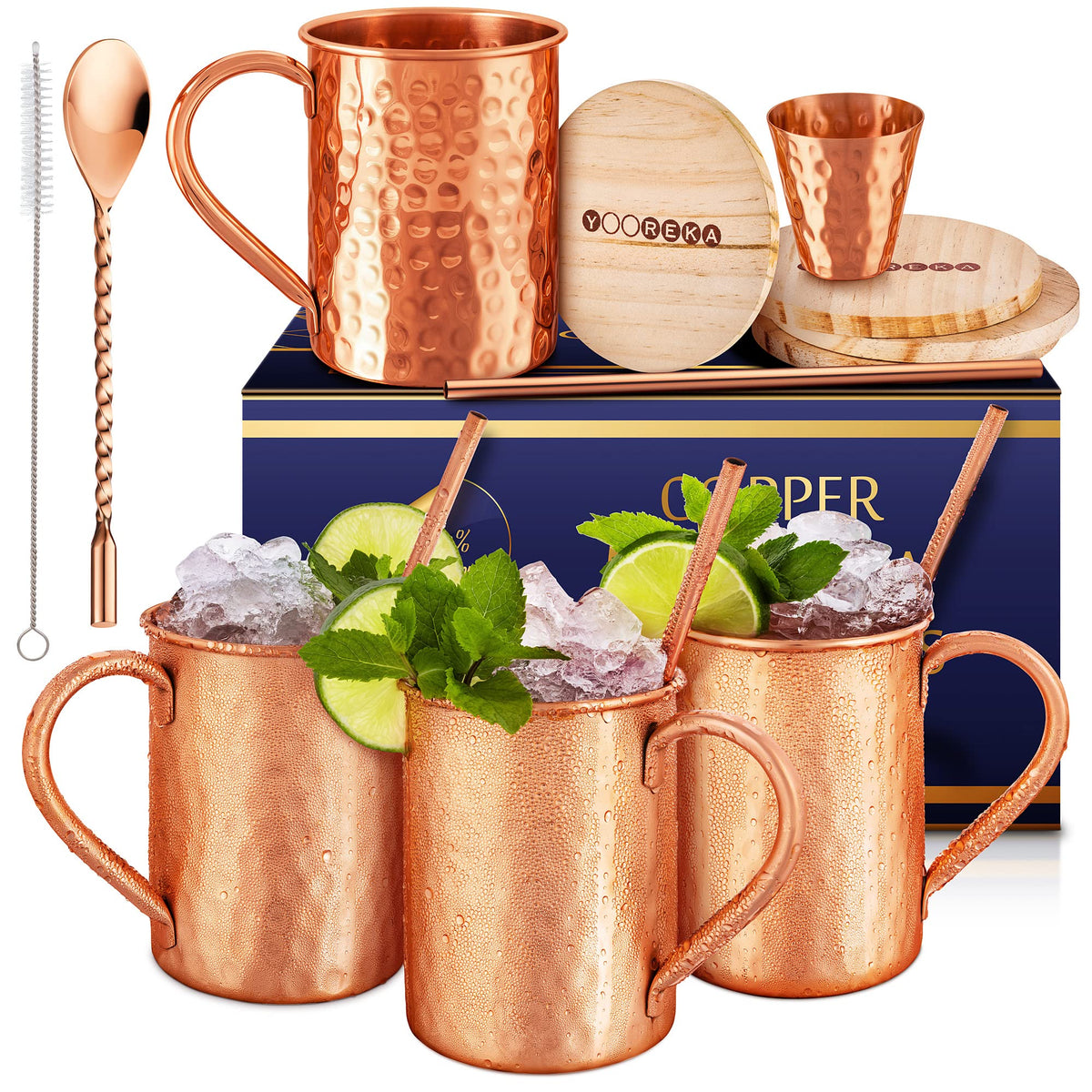 Yooreka Mule de Moscú: copas de cobre brillantes para cócteles en casa