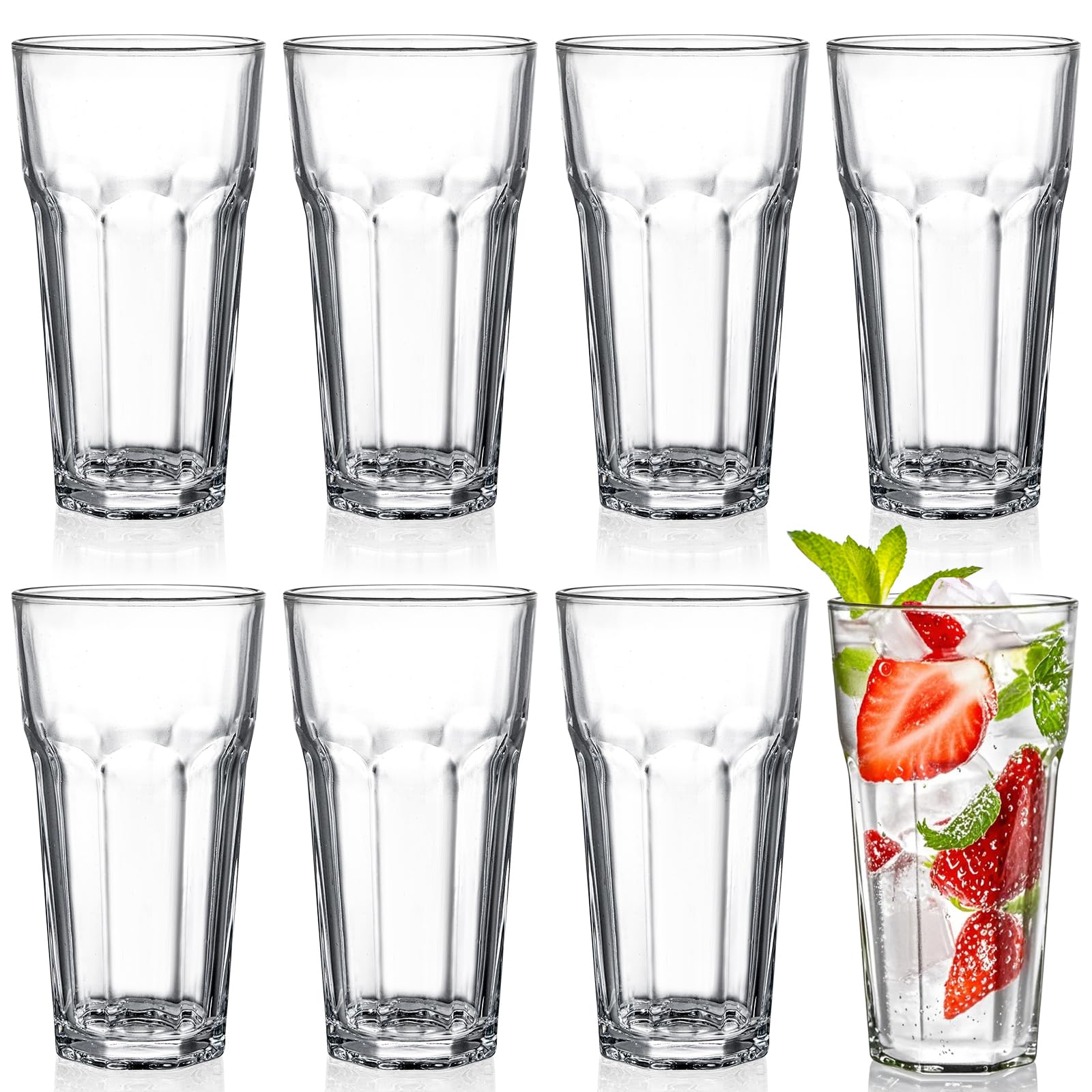Vaso alto Yopay de 12 oz en conjunto para reuniones y cenas.