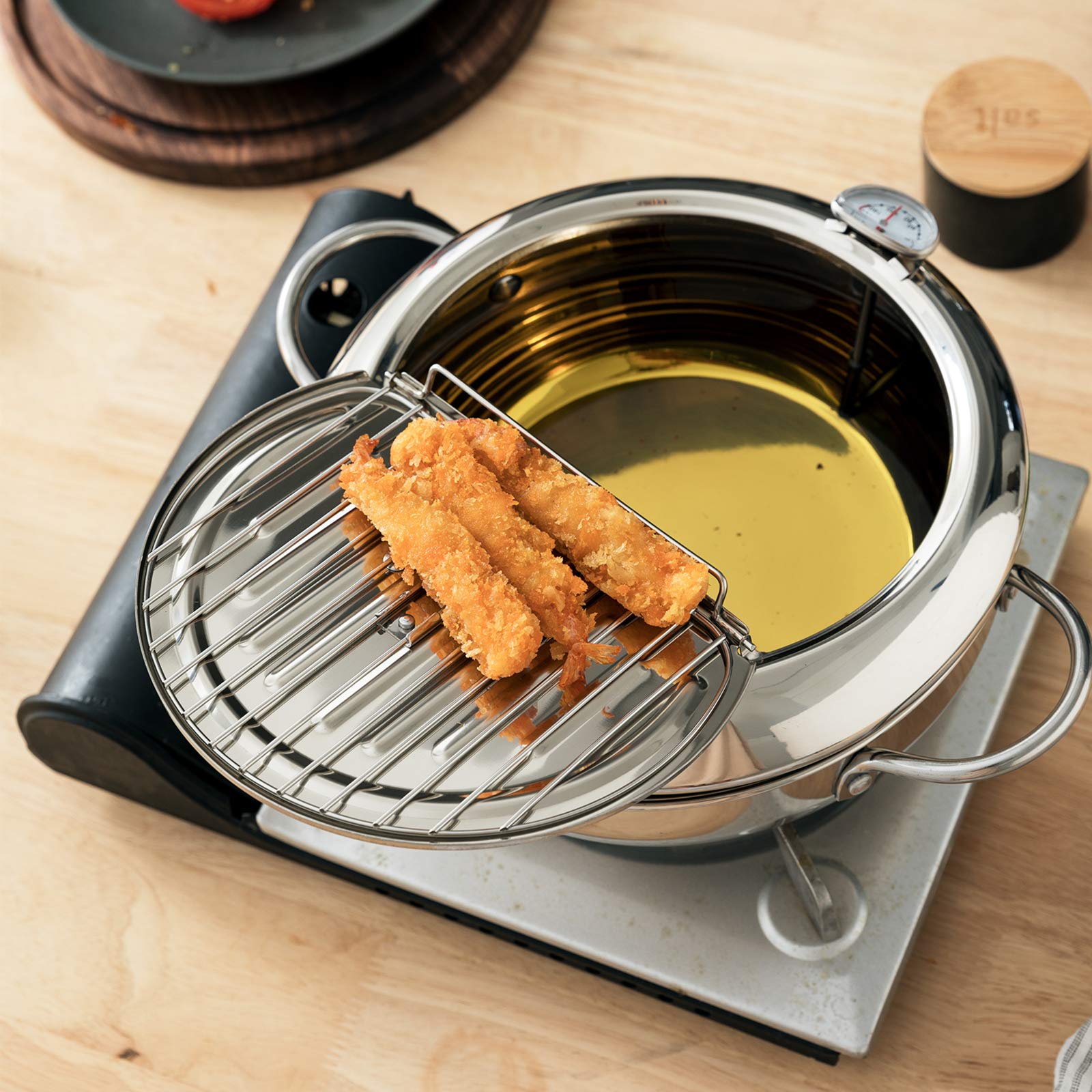 Sartén de tempura estilo japonés Yopay para cocinar crujiente tempura