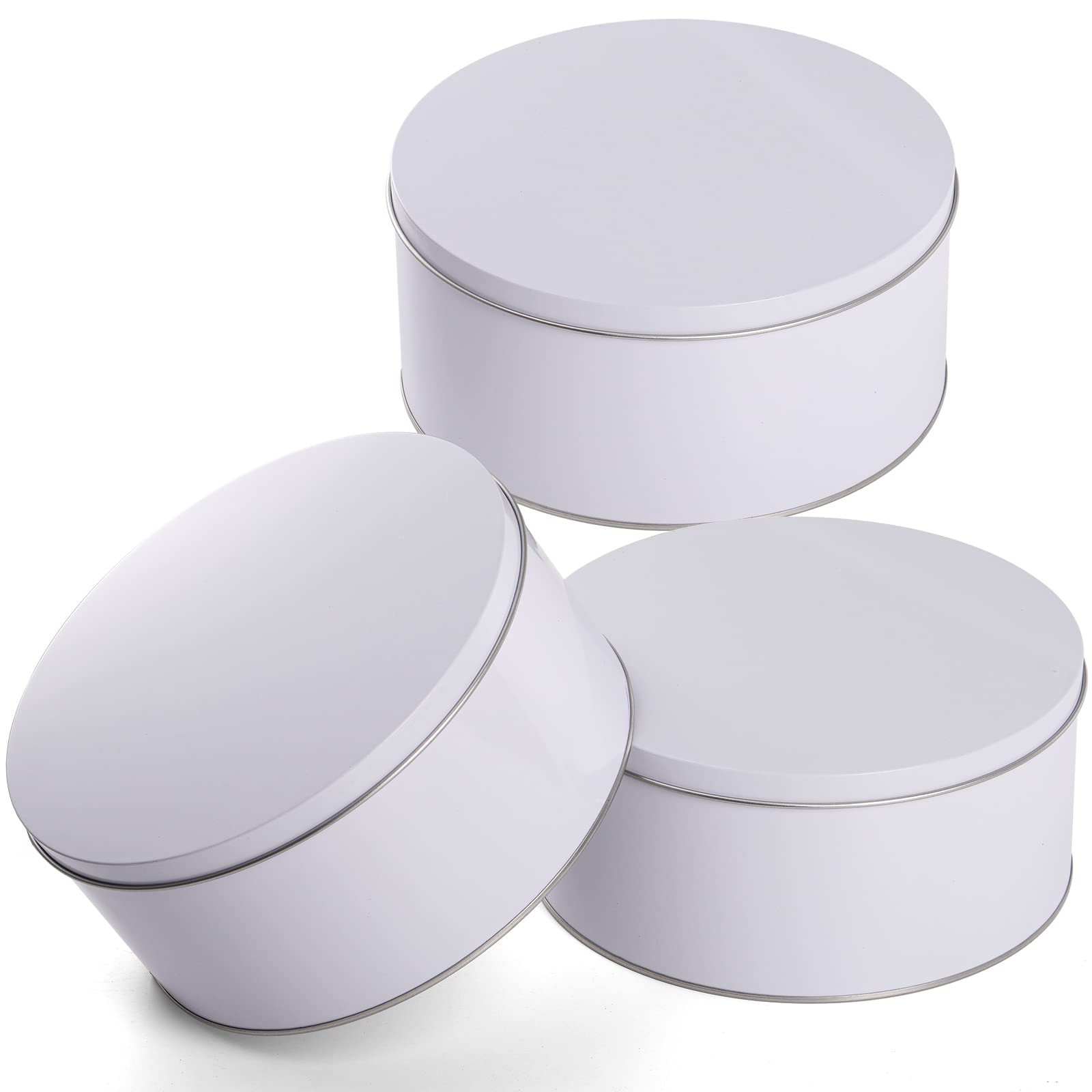 Caja redonda de galletas Yopay blanca de 7 pulgadas para conservar frescura.