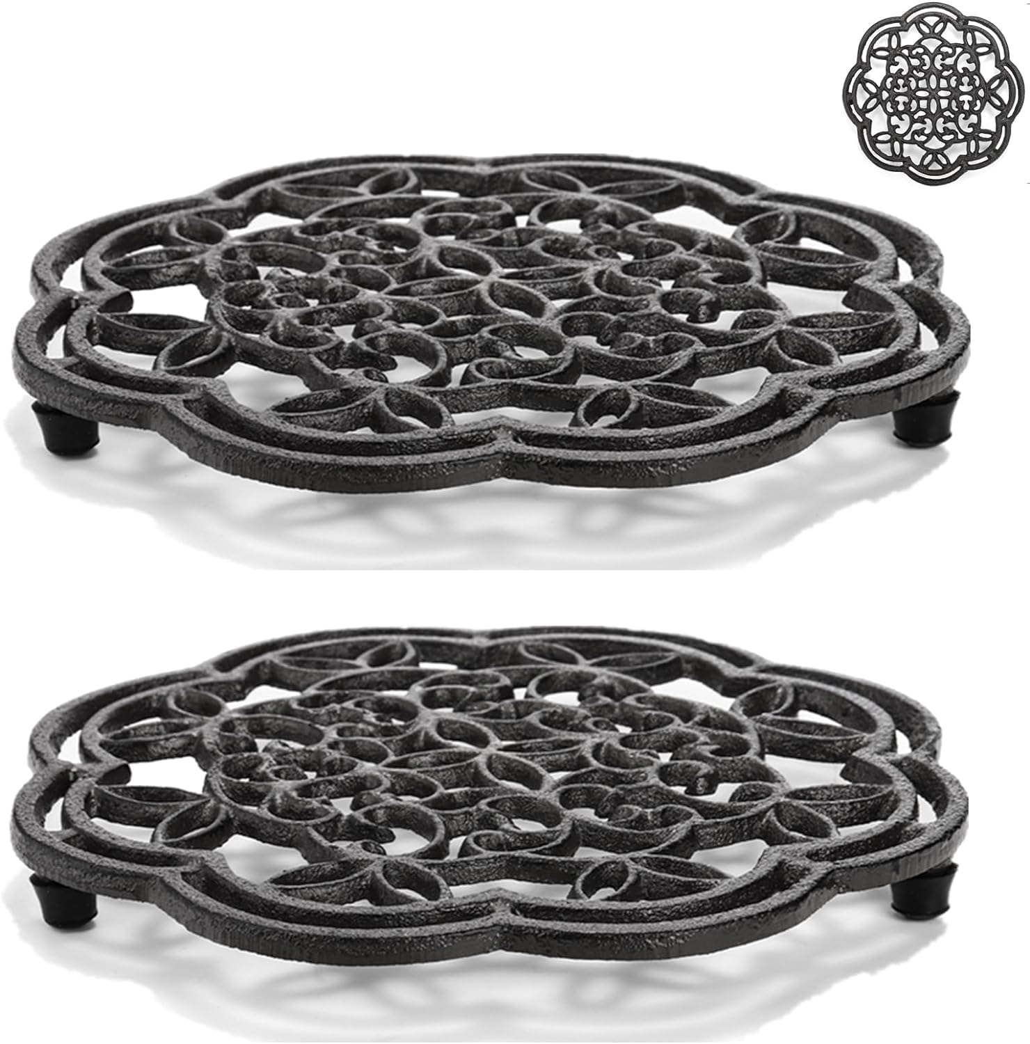 Trivet redondo de hierro forjado Yopay protege superficies al colocar ollas calientes