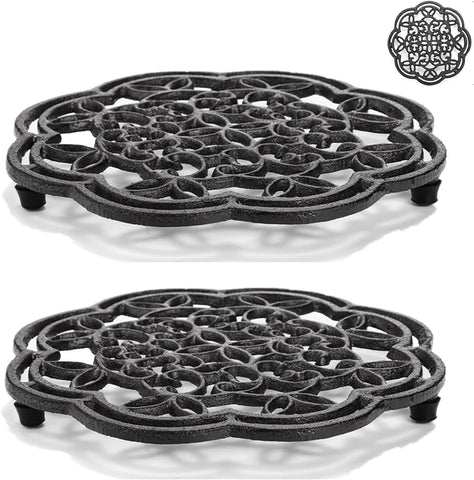 Trivet redondo de hierro forjado Yopay protege superficies al colocar ollas calientes