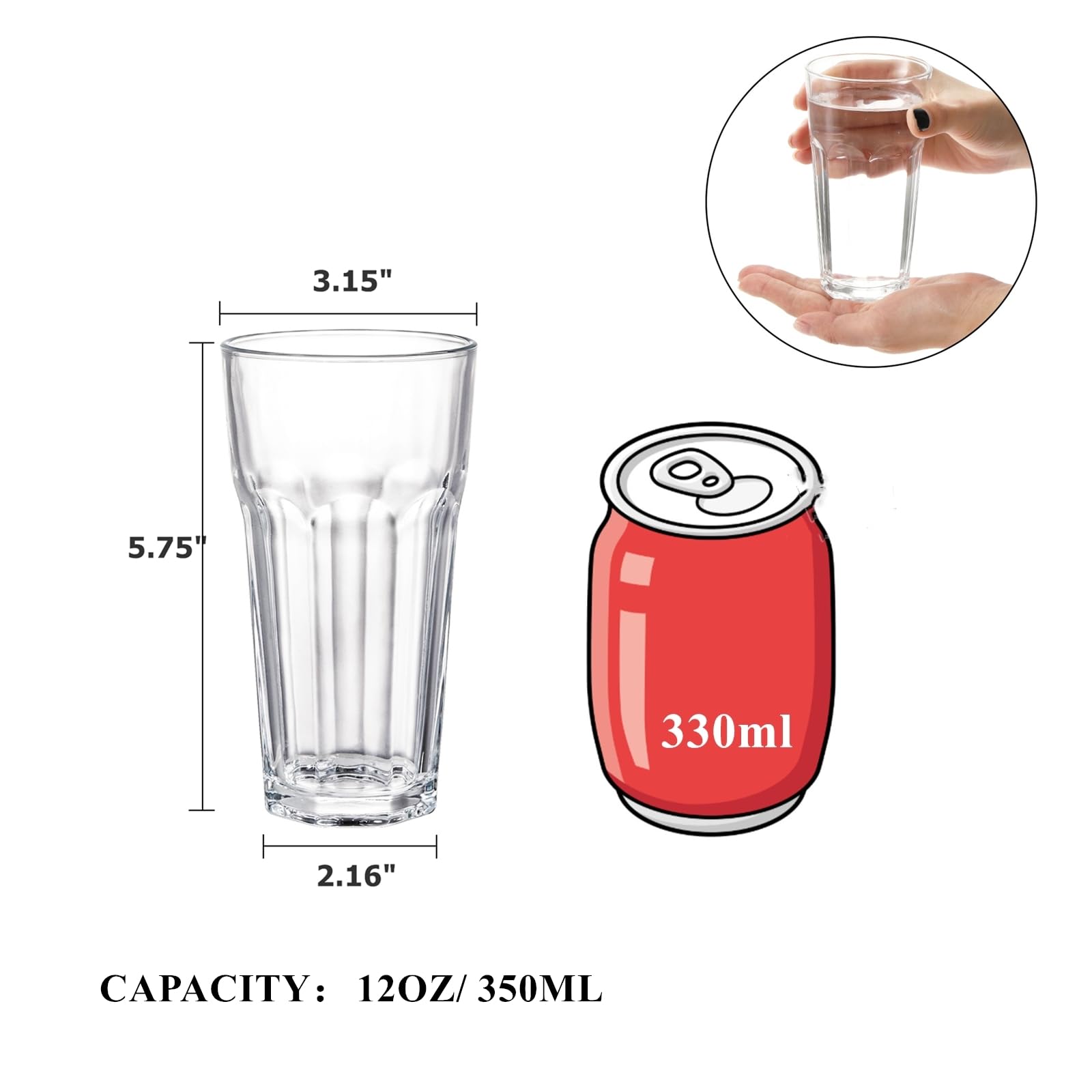 Vaso alto Yopay con base gruesa para mayor estabilidad.