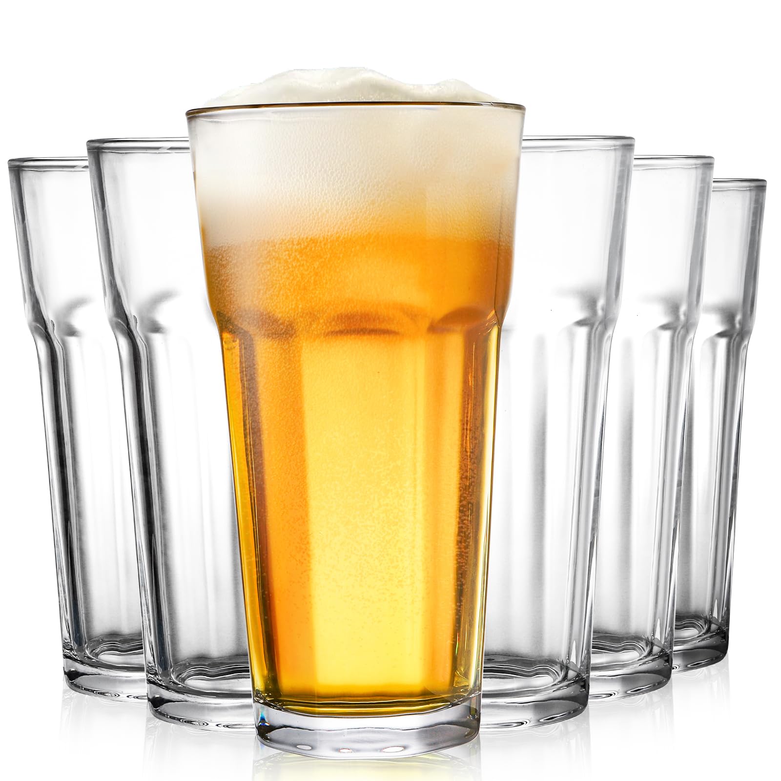 Vaso Yopay 16oz temperado, acabado cristal claro, ideal para bebidas refrescantes