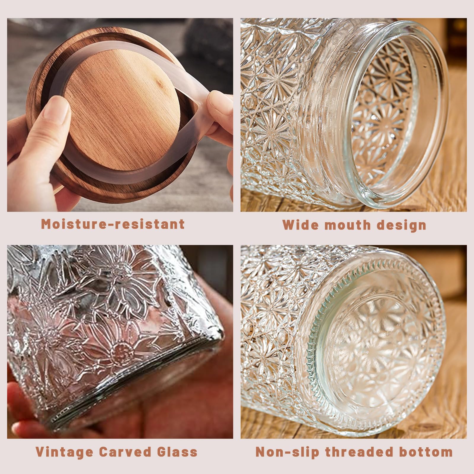 Yoqelt frascos con sello de silicona mantienen la humedad fuera, ideal para frutos secos.