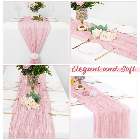Camino de mesa rosa claro de Yorcari, reutilizable y lavable para eventos.