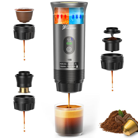 Yorenson cafetera portátil para viaje, vista frontal, ideal para llevar