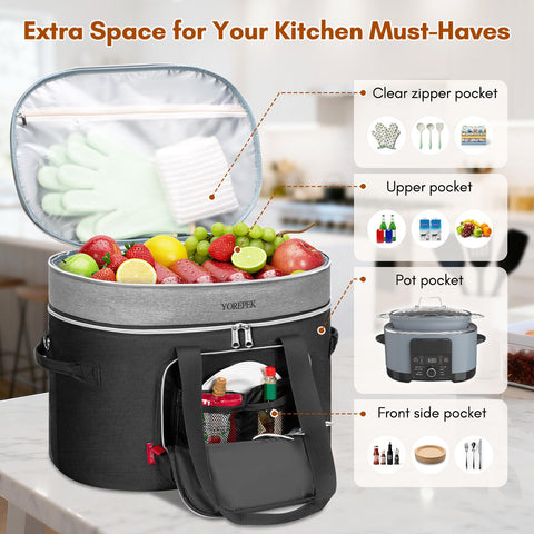 Espacio para accesorios de Ninja Crockpot en la bolsa YOREPEK