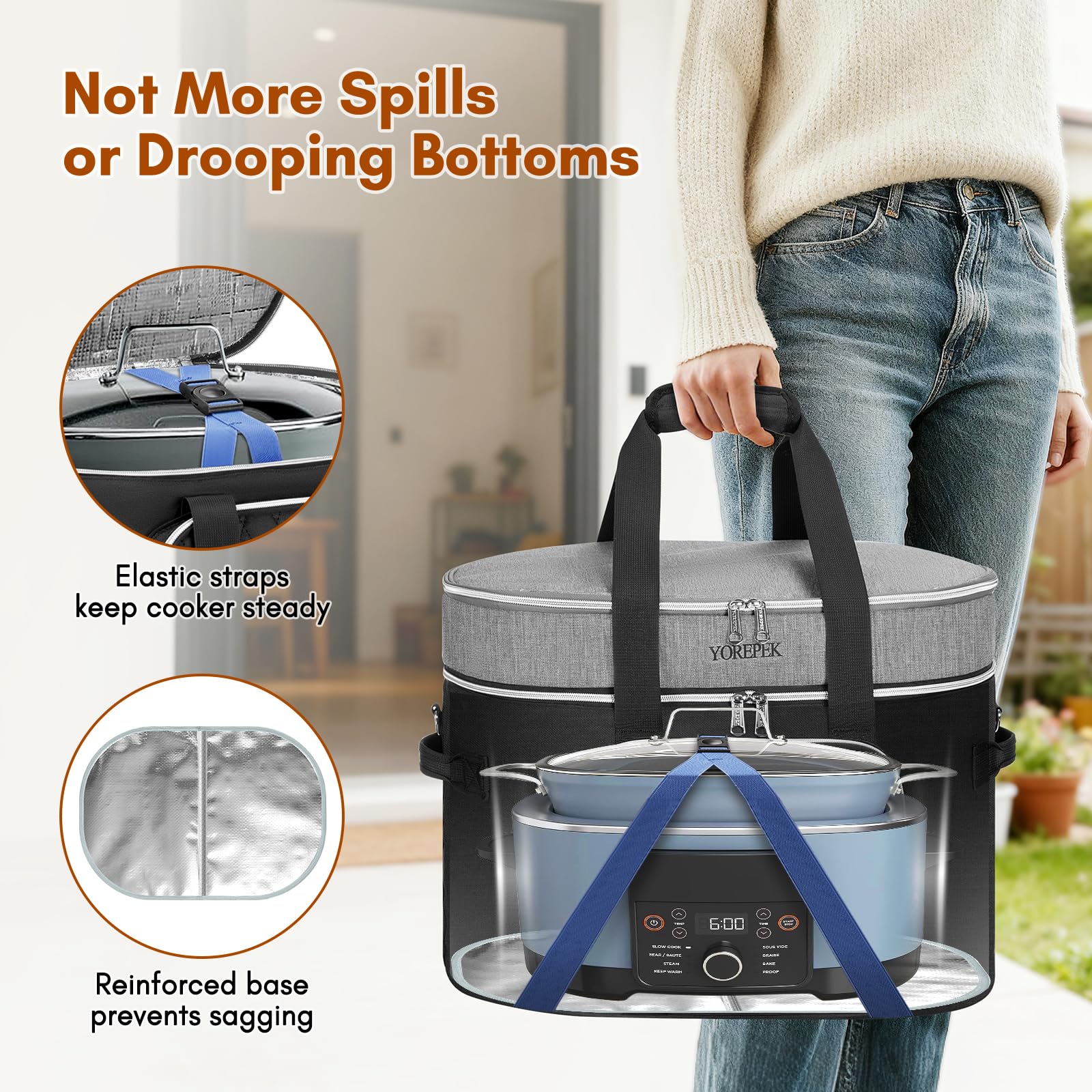 Forro interior de fácil limpieza YOREPEK para Ninja Crockpot
