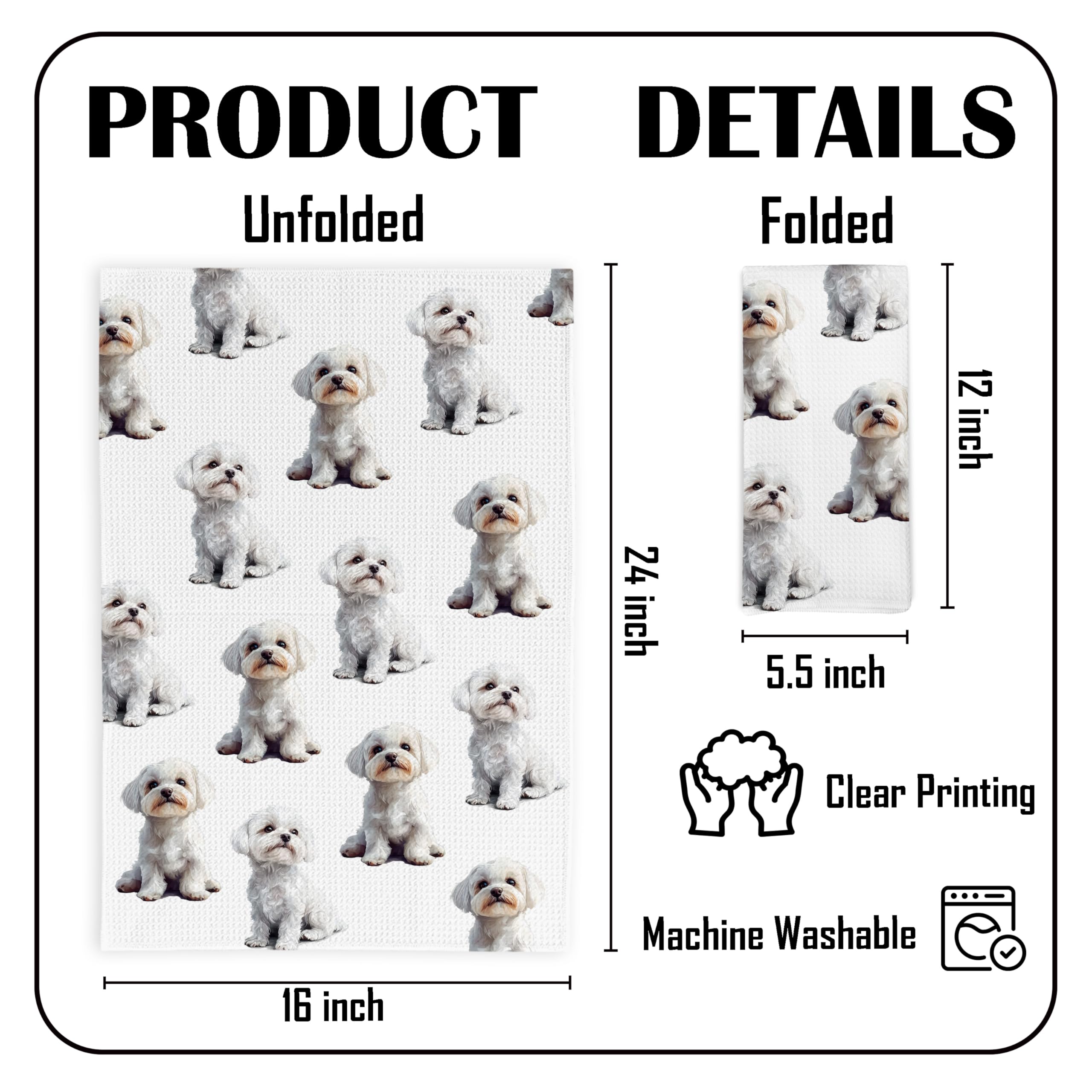 Toalla Yorhifa Maltese, regalo perfecto para amantes de perros y dueños.