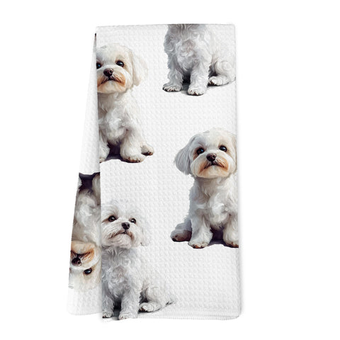 Toalla Yorhifa Maltese con textura de fibra, duradera para uso diario.
