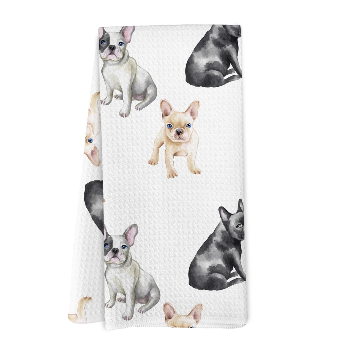 Toallas Yorhifa con diseño bulldog frances, útiles para secar manos y decorar la cocina.