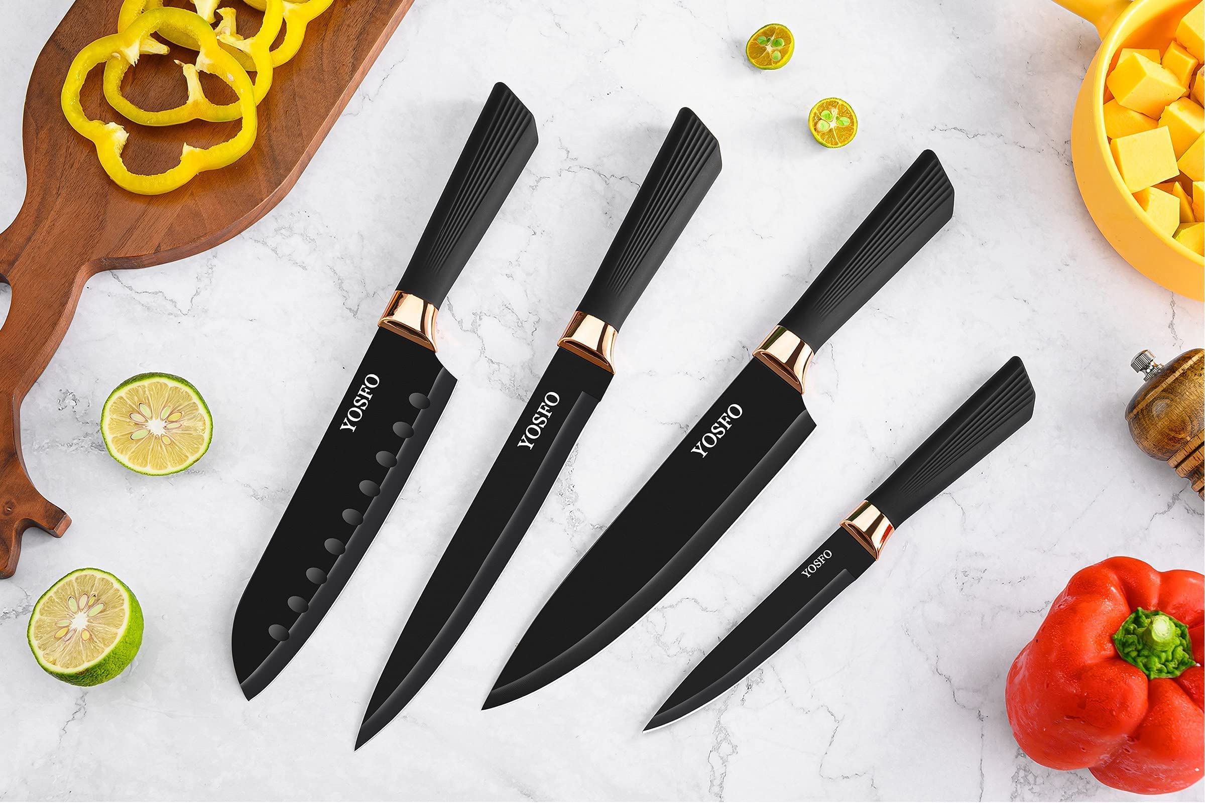 Cuchillo para pan de 8 pulgadas YOSFO para cortar pan crujiente.