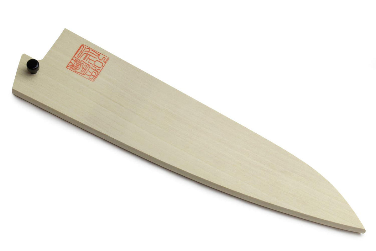 Protector Yoshihiro Saya de magnolia natural para Gyuto 210 mm protege la hoja.