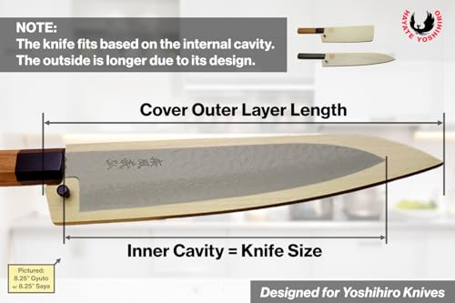 Interior Yoshihiro Saya en magnolia, ajuste preciso para hoja Gyuto 210 mm.
