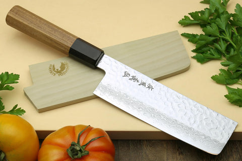Detalle del damasco Yoshihiro Nakiri mostrando el patrón de capas