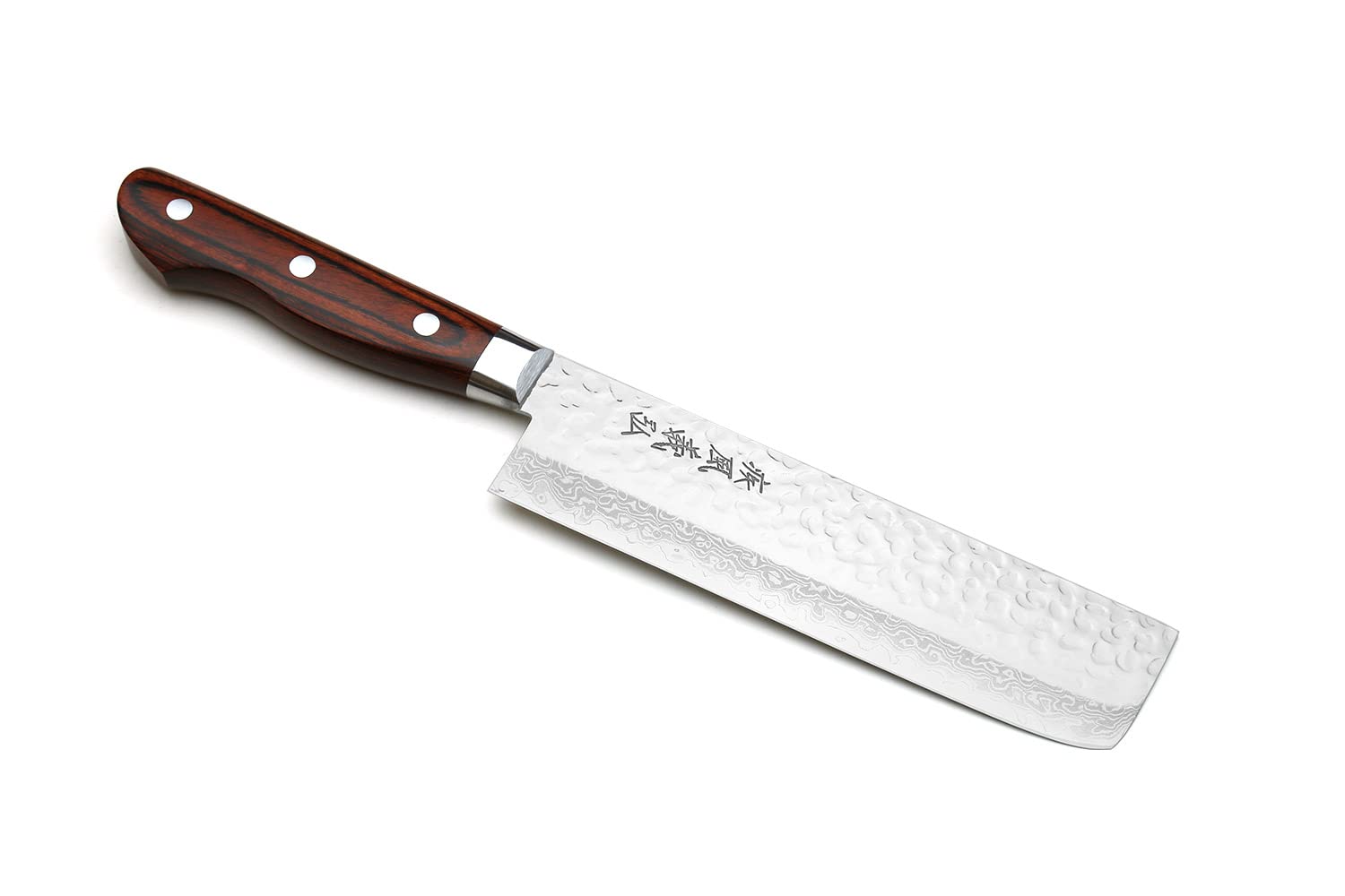 Yoshihiro VG10 Nakiri martillada damasco, ideal para verduras.
