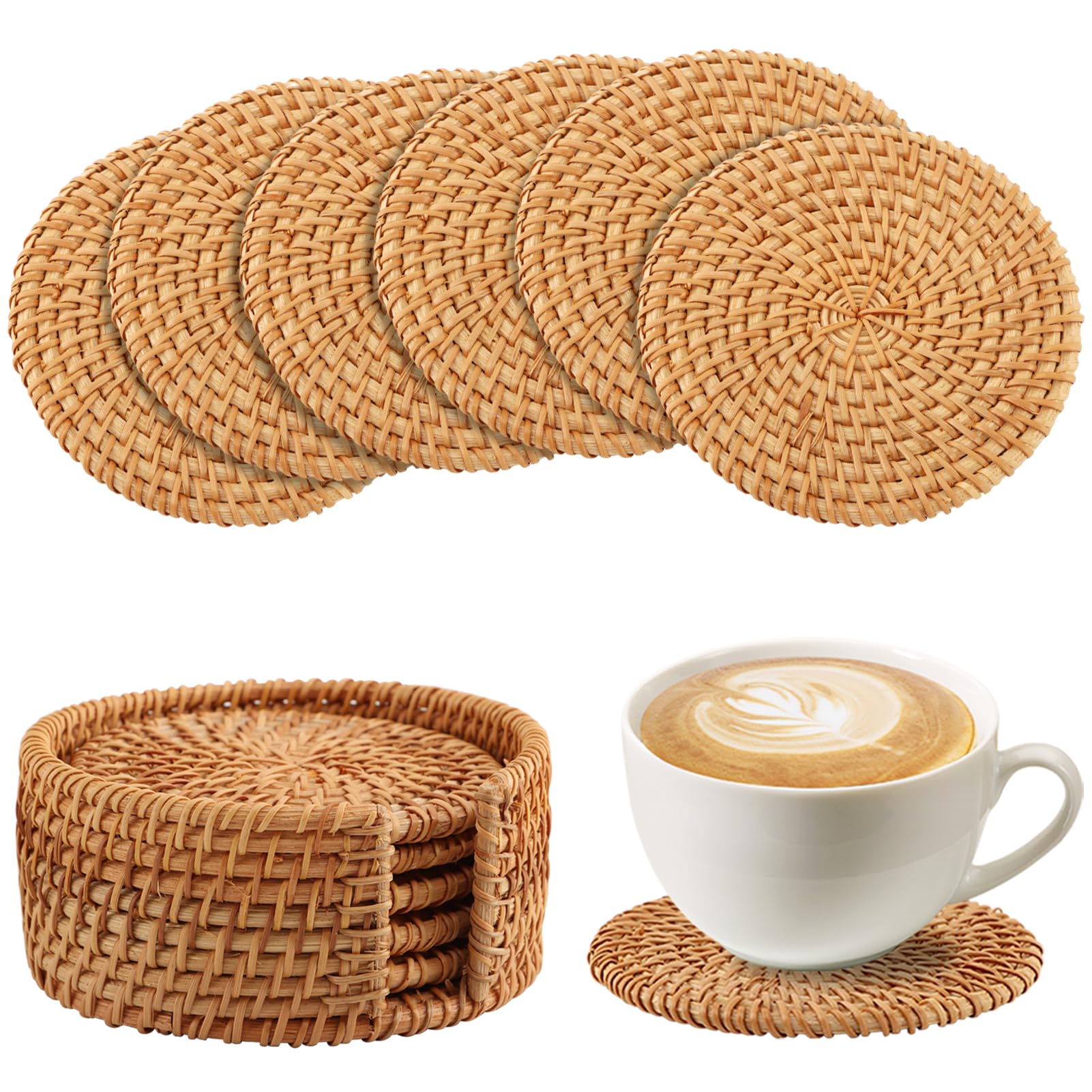 YOSINXU posavasos de ratán: decoración natural para comedor y sala con estilo bohemio.