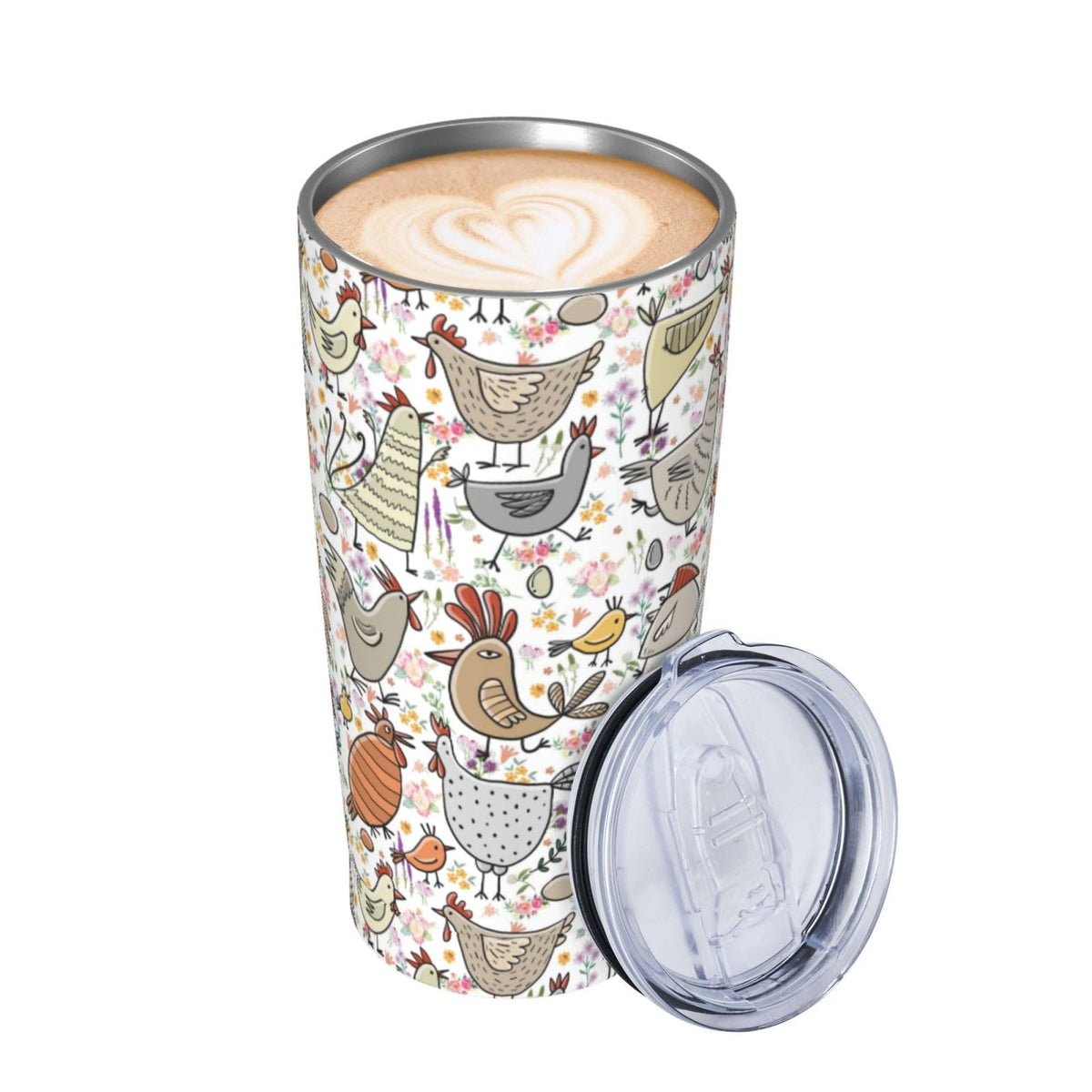 Tumbler Yossyaog con diseño de pollo, ideal para llevar bebidas con estilo.