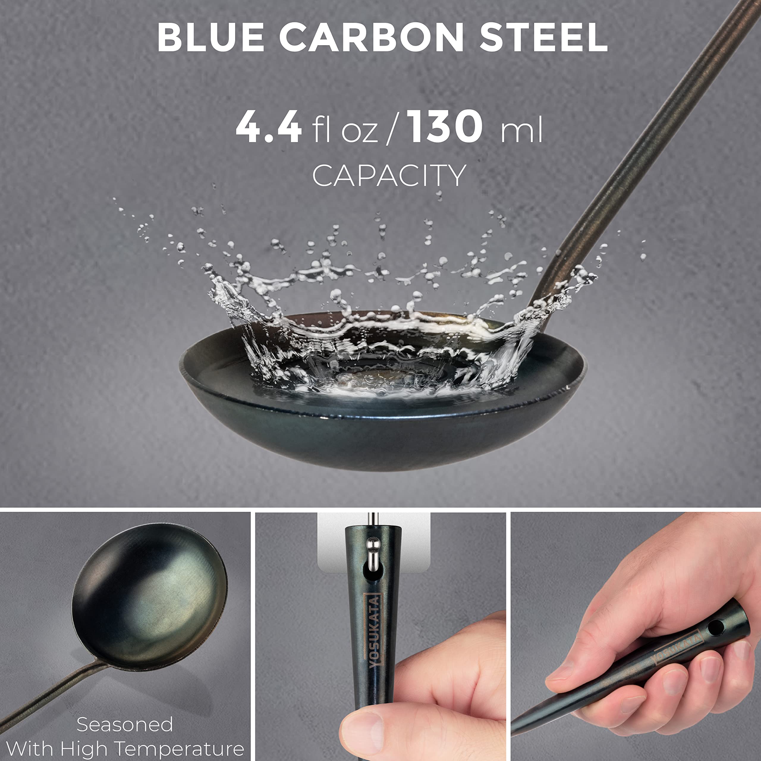 YOSUKATA Acabado azul carbón, estilo moderno y resistente para herramientas de cocina.