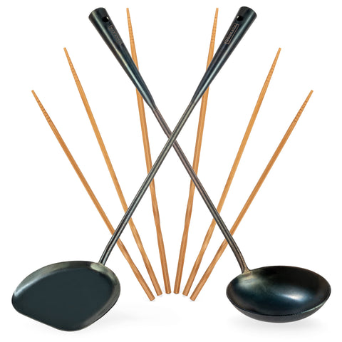 YOSUKATA Espátula Wok 17 pulgadas, duradera y de una pieza para salteados con control.