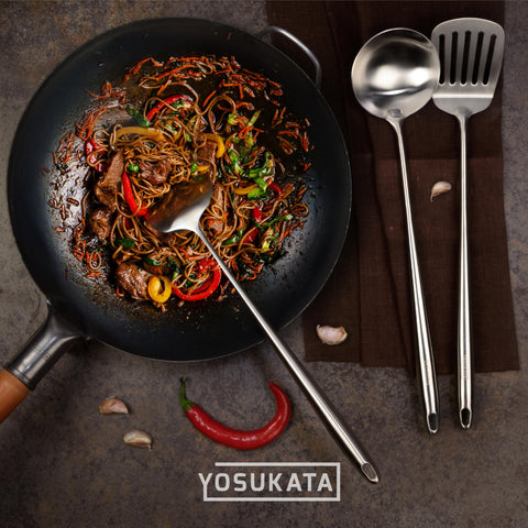 Utensilios Yosukata compatibles con woks de carbono e hierro
