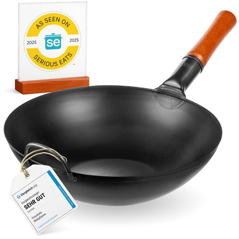Wok YOSUKATA base plana 13,5 pulgadas para salteados con calor uniforme