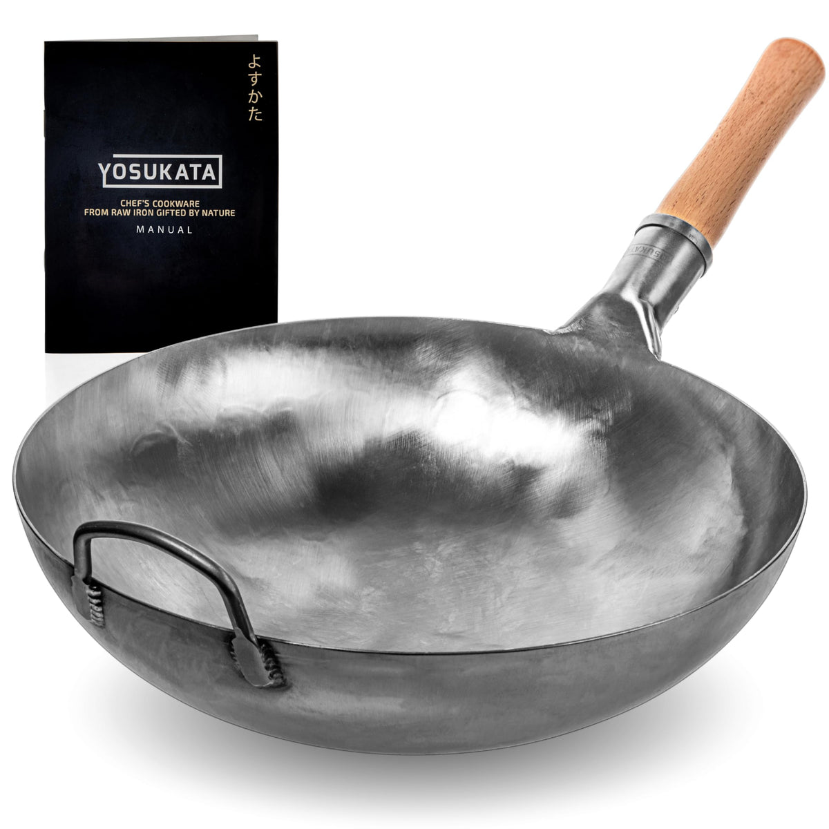 Wok de YOSUKATA con base redonda para salteados y cocción uniforme.