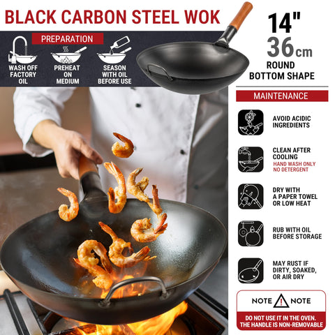 Wok YOSUKATA pre-temperado listo para usar y potenciar sabores