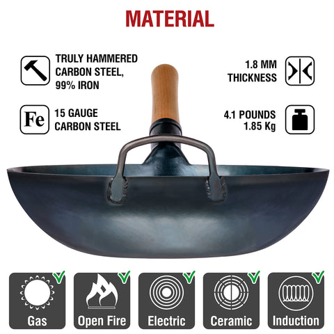 Wok compatible con todas las estufas: gas, eléctrica, cerámica e inducción