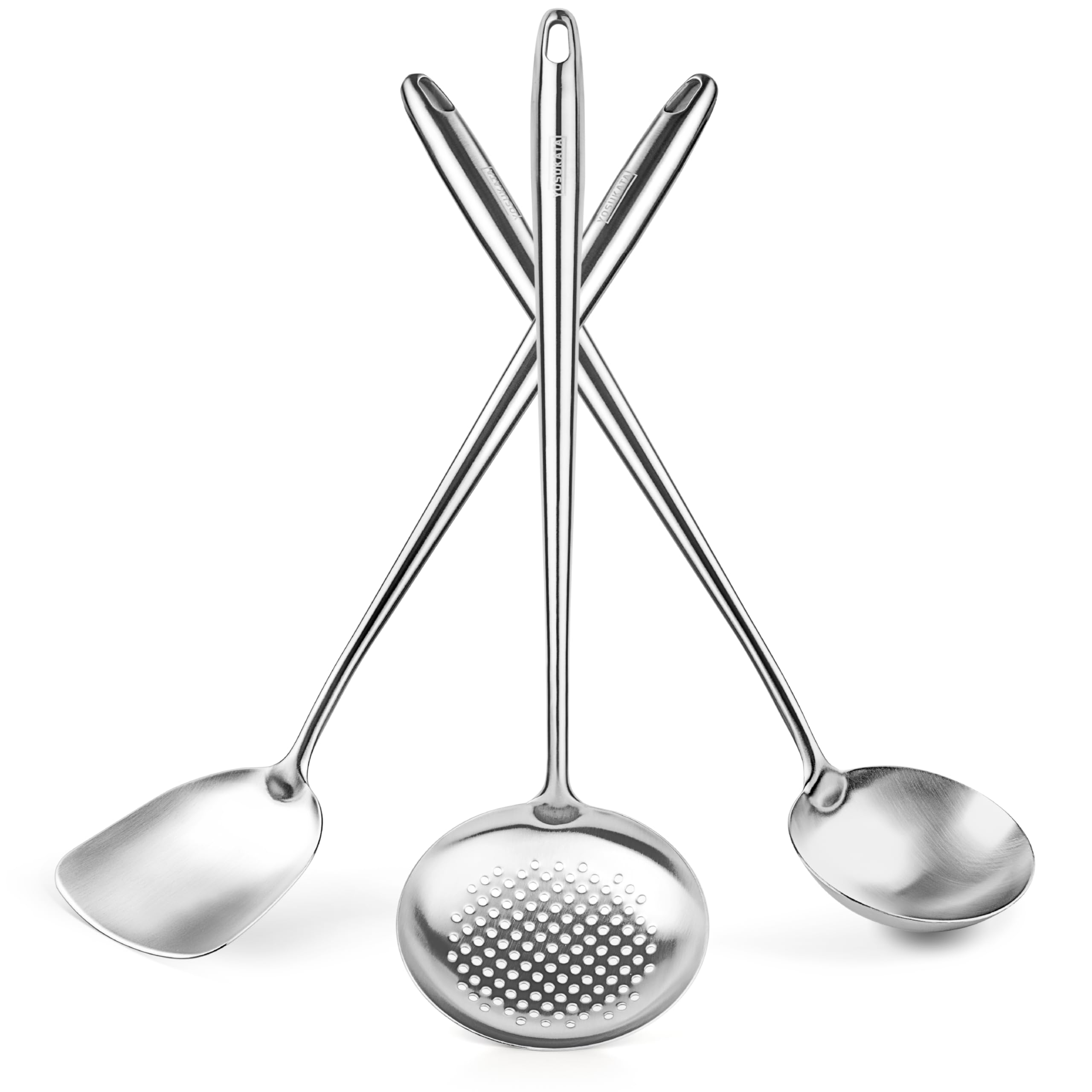 Espátula para wok de YOSUKATA, mango cómodo y resistente al calor para salteados.