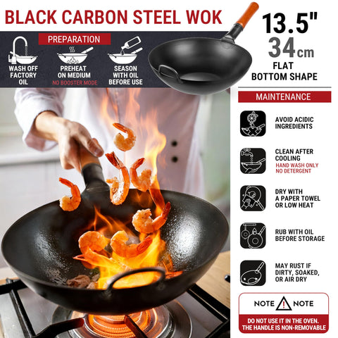 Wok YOSUKATA mango madera ergonómico ofrece agarre cómodo