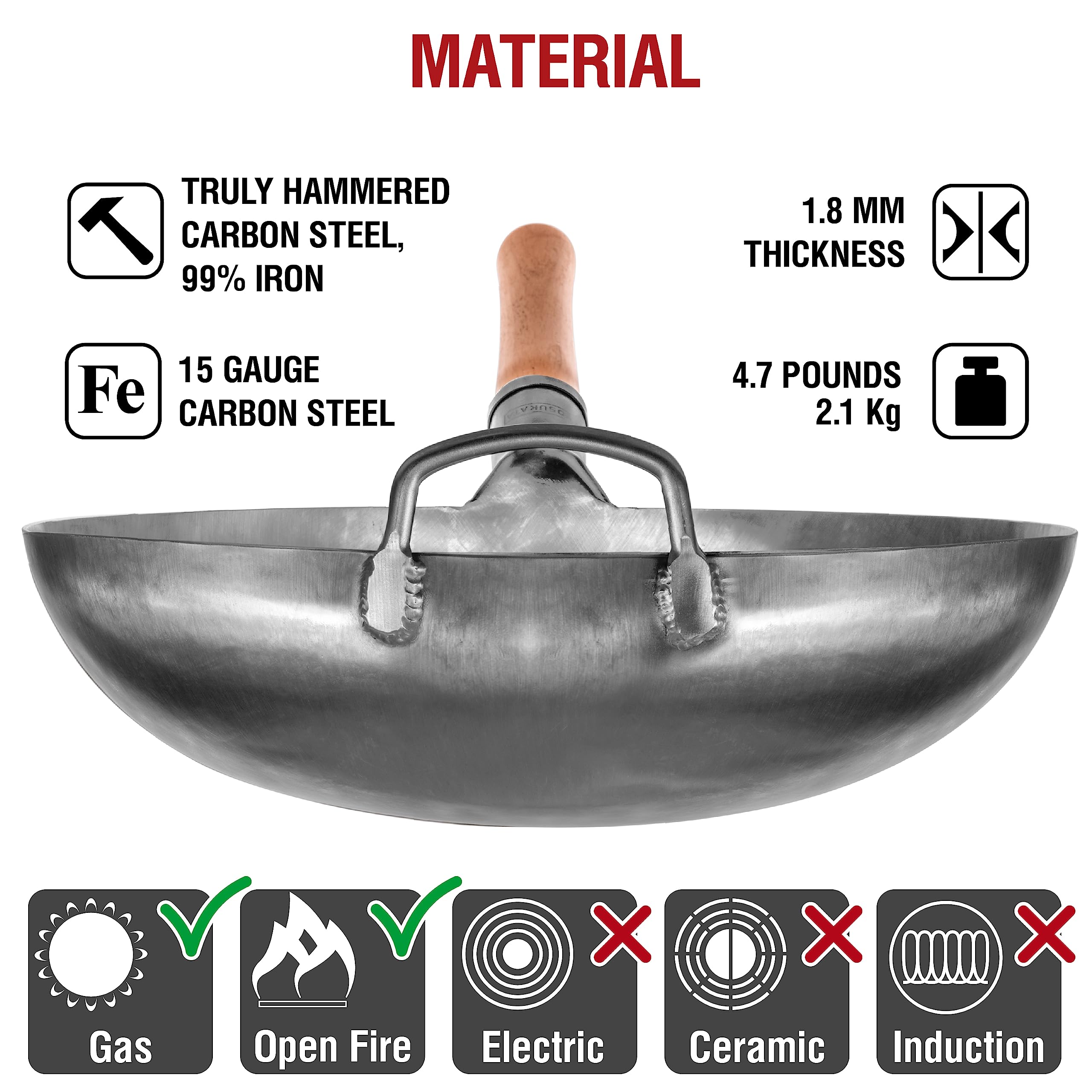 Wok YOSUKATA para uso externo, ideal en cocina al aire libre.