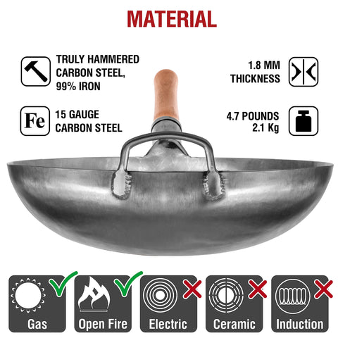 Wok YOSUKATA para uso externo, ideal en cocina al aire libre.