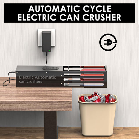 YOTAN Lata eléctrica en uso compactando latas 12oz para reciclar