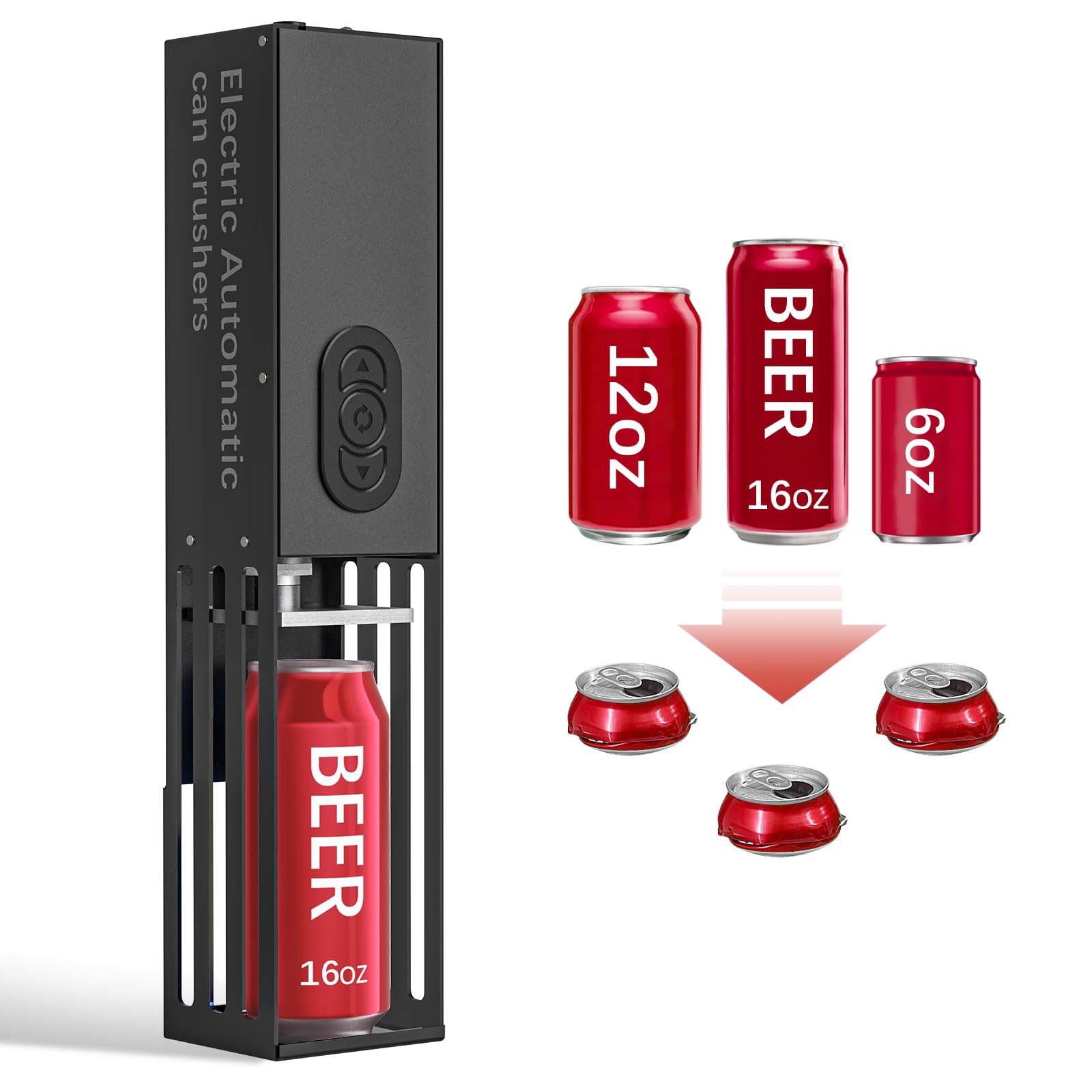 YOTAN Lata eléctrica en uso compactando latas 8oz para reciclar