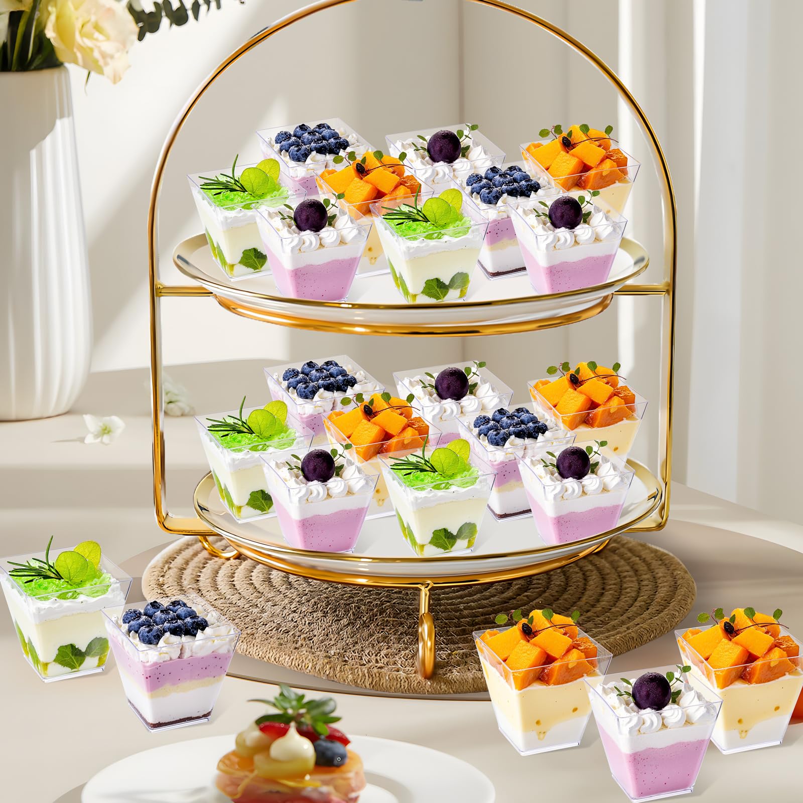 YOUBET vasos postre apilables durables para almacenamiento