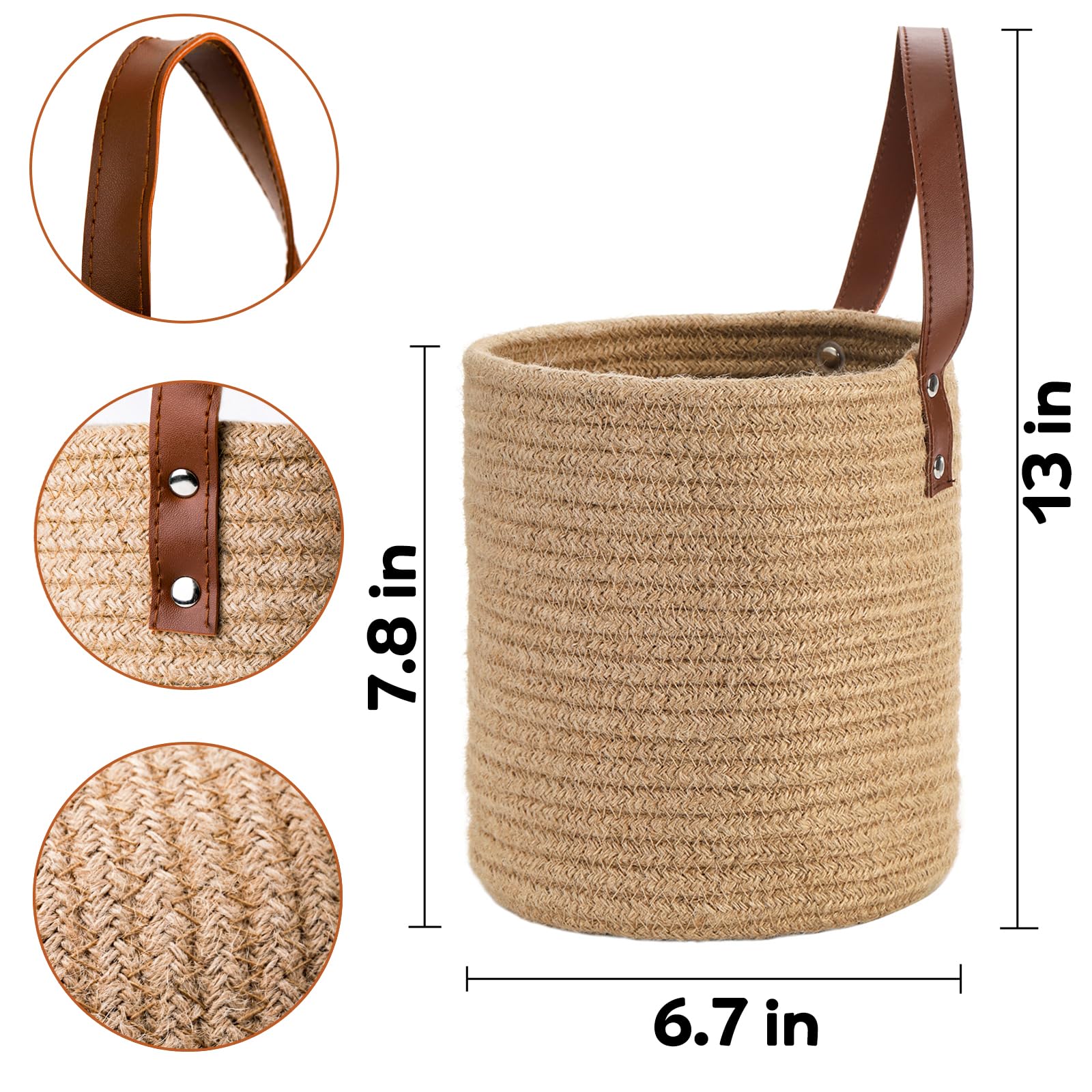 YOUEON cesta yute colgante tamaño pequeño, ideal para llaves o cosméticos.
