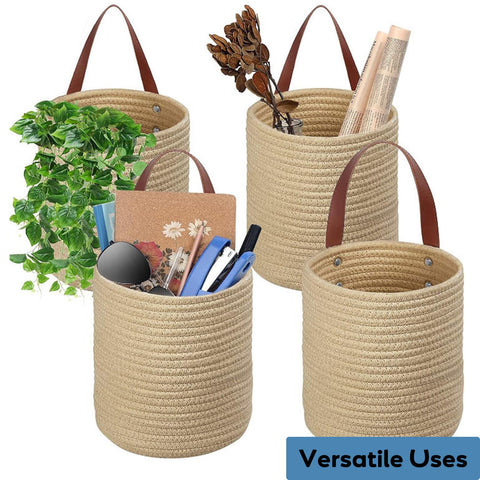 YOUEON cestas naturales para pared con aspecto rústico y práctico.
