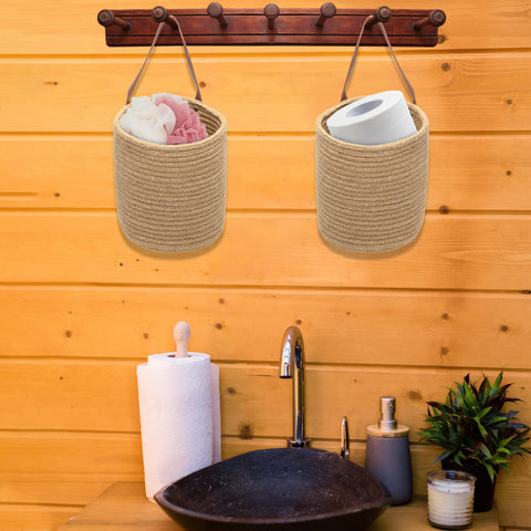 YOUEON decoración boho con cestas de yute para plantas u objetos.