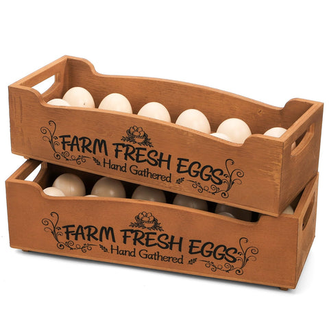 Portahuevos YOUEON impreso Farm Fresh Eggs aporta carácter artesanal en la mesa.