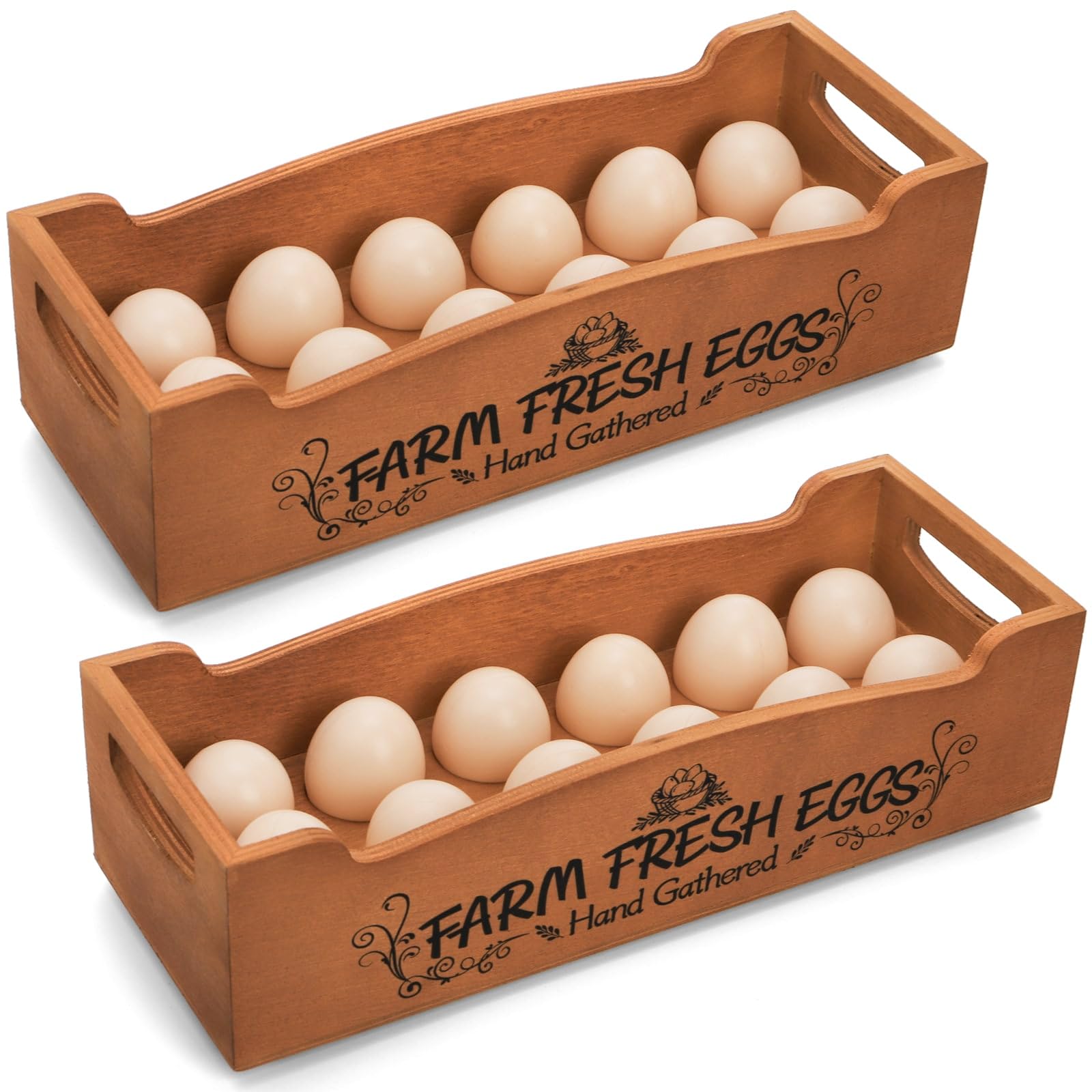 Portahuevos Youeon de madera para encimera con dos niveles, almacenamiento compacto y ventilación.