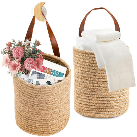 YOUEON set de cestas colgantes de yute para almacenamiento ligero y decoración.