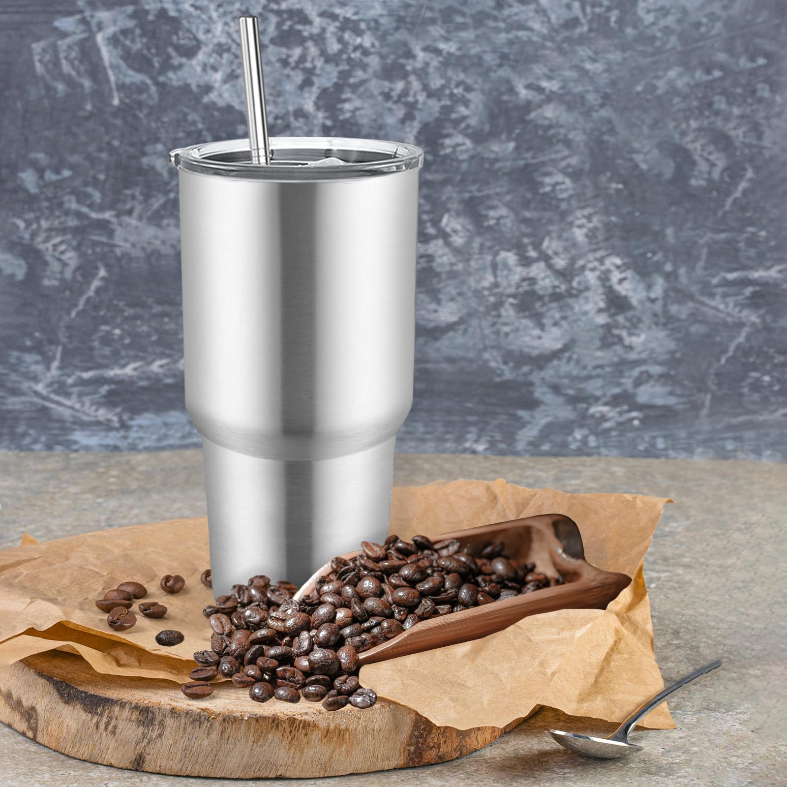 YOUKE OLA acabado plata brillante en vaso duradero y elegante