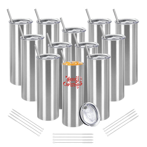 Set de YOUKE OLA: 12 tumblers 20 oz con tapas y pajillas para viajes.